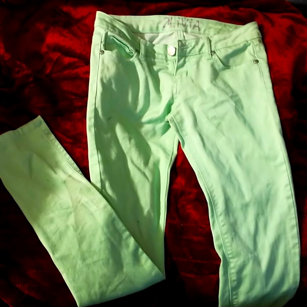 delia*s size 3 green skinny jeggings